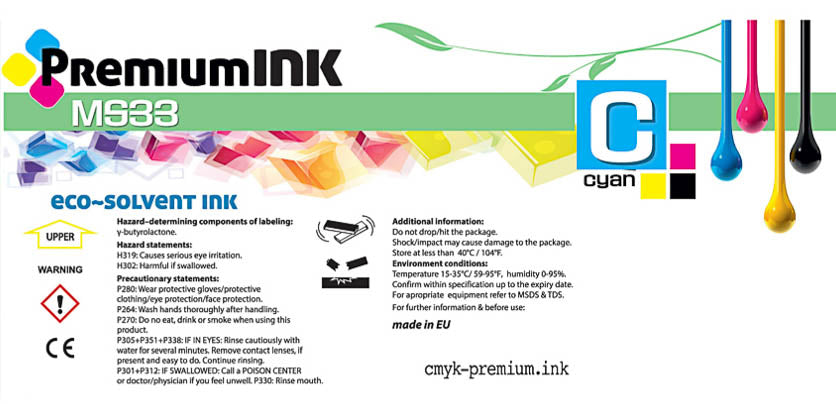 BAG PREMIUN INK MS33 1 LITRO CYAN