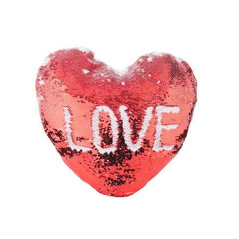 FUNDA COJIN LENTEJUELA CORAZON ROJO
