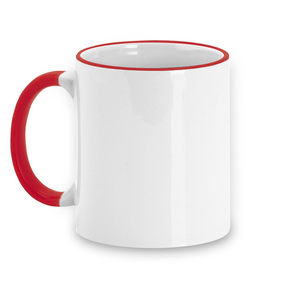 TAZA SUBLIMACION CON BORDE Y ASA ROJA TD-719