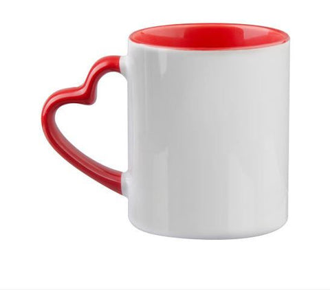 TAZA SUBLIMACION ROJA  ASA CORAZON