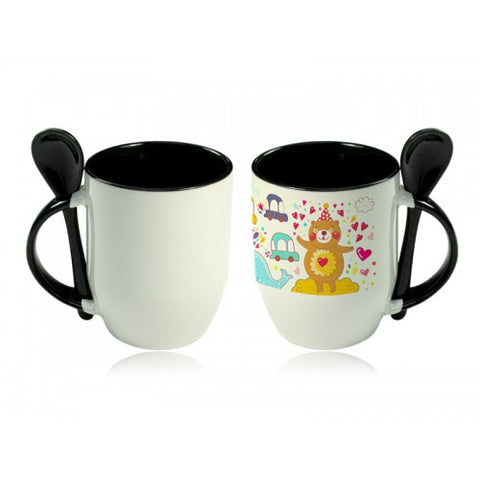 TAZA SUBLIMACION NEGRA CON CUCHARA