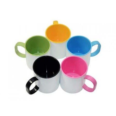TAZA PLASTICA COLORES ROSA/VERDE/AZUL