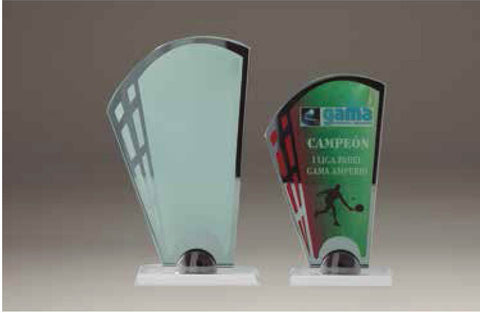 TROFEO CRISTAL VERTICAL soporte azul 20 x 11.5